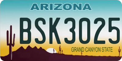 AZ license plate BSK3025