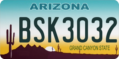 AZ license plate BSK3032