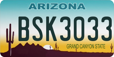 AZ license plate BSK3033