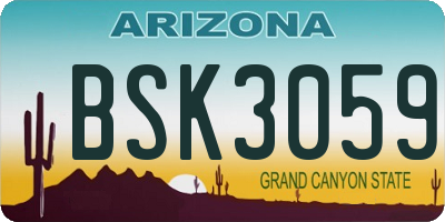 AZ license plate BSK3059