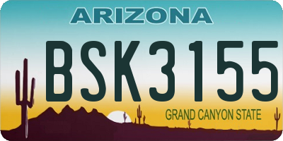 AZ license plate BSK3155