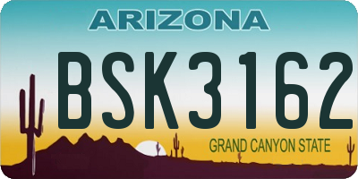 AZ license plate BSK3162