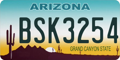 AZ license plate BSK3254