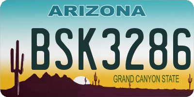 AZ license plate BSK3286