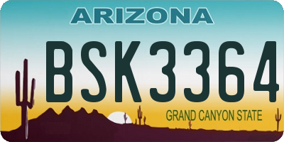 AZ license plate BSK3364