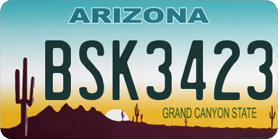 AZ license plate BSK3423