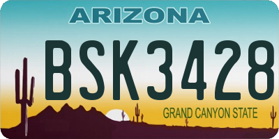 AZ license plate BSK3428