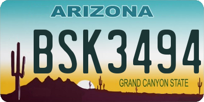 AZ license plate BSK3494
