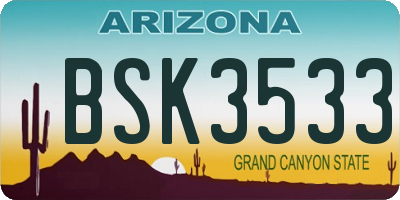 AZ license plate BSK3533
