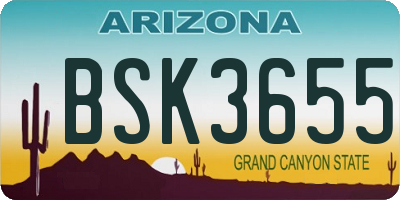 AZ license plate BSK3655