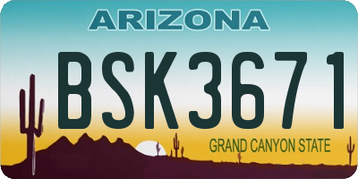 AZ license plate BSK3671