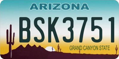 AZ license plate BSK3751