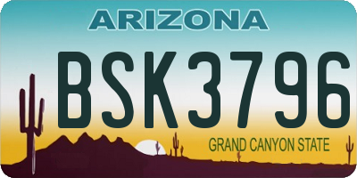 AZ license plate BSK3796