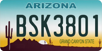 AZ license plate BSK3801