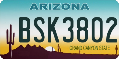 AZ license plate BSK3802