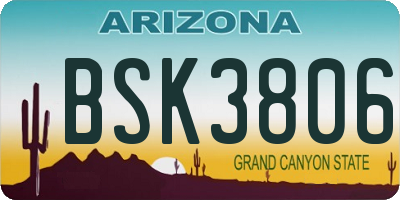 AZ license plate BSK3806