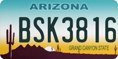 AZ license plate BSK3816