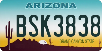 AZ license plate BSK3838