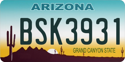 AZ license plate BSK3931
