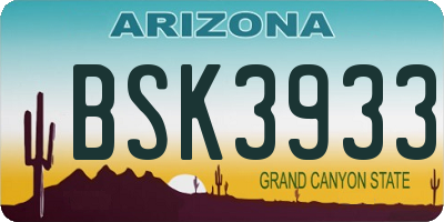 AZ license plate BSK3933