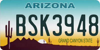AZ license plate BSK3948