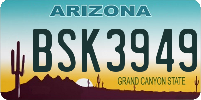 AZ license plate BSK3949