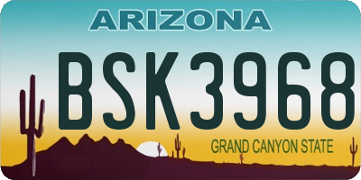 AZ license plate BSK3968