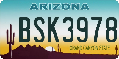 AZ license plate BSK3978