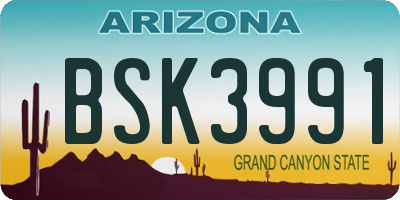 AZ license plate BSK3991