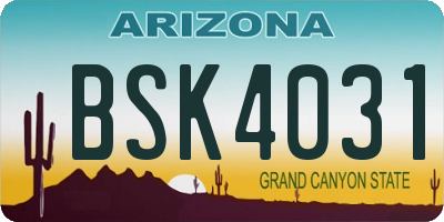 AZ license plate BSK4031