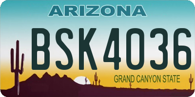 AZ license plate BSK4036