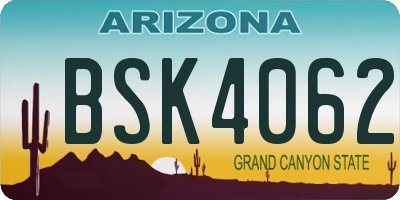 AZ license plate BSK4062