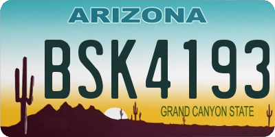 AZ license plate BSK4193