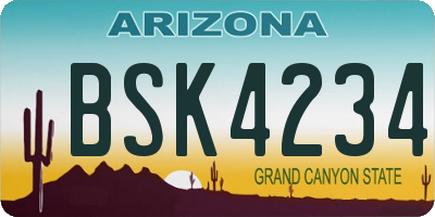 AZ license plate BSK4234