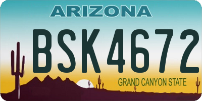 AZ license plate BSK4672