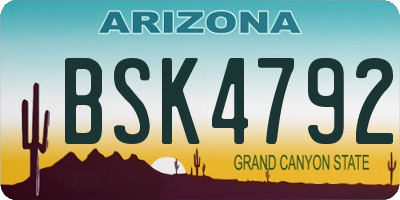 AZ license plate BSK4792