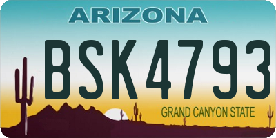 AZ license plate BSK4793