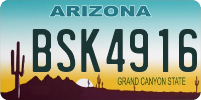 AZ license plate BSK4916