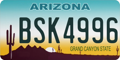 AZ license plate BSK4996