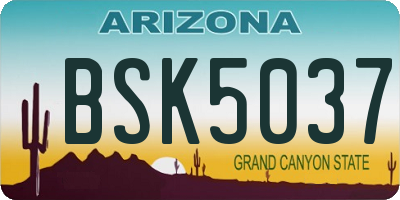 AZ license plate BSK5037