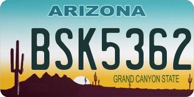 AZ license plate BSK5362