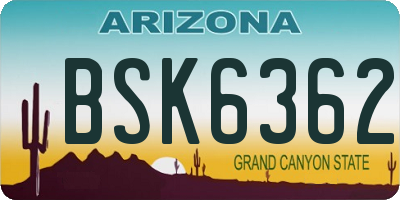 AZ license plate BSK6362