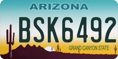 AZ license plate BSK6492