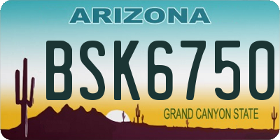 AZ license plate BSK6750