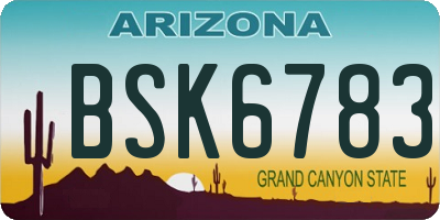 AZ license plate BSK6783