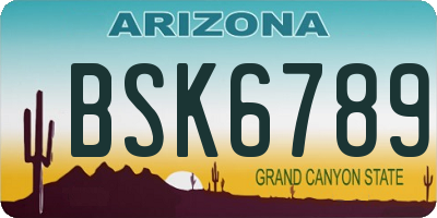 AZ license plate BSK6789