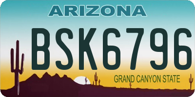 AZ license plate BSK6796