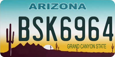 AZ license plate BSK6964