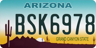 AZ license plate BSK6978