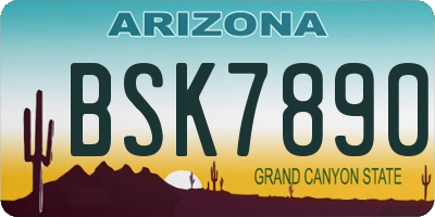 AZ license plate BSK7890